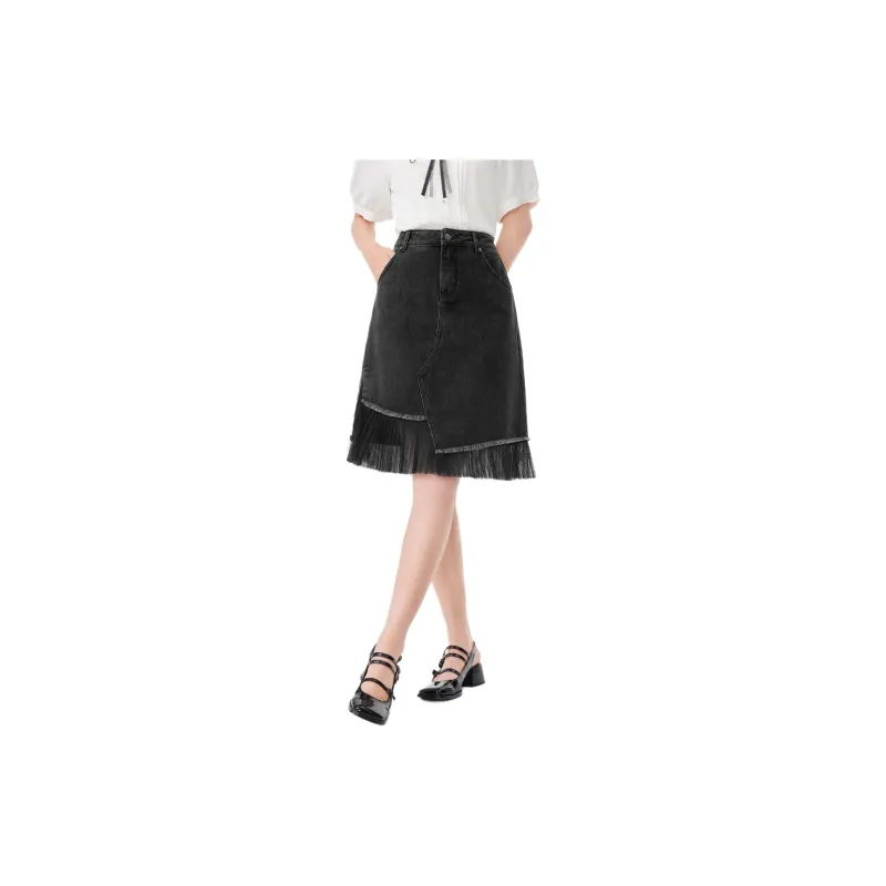 EICHITOO Denim Short Skirts Women's Dark Gray-1