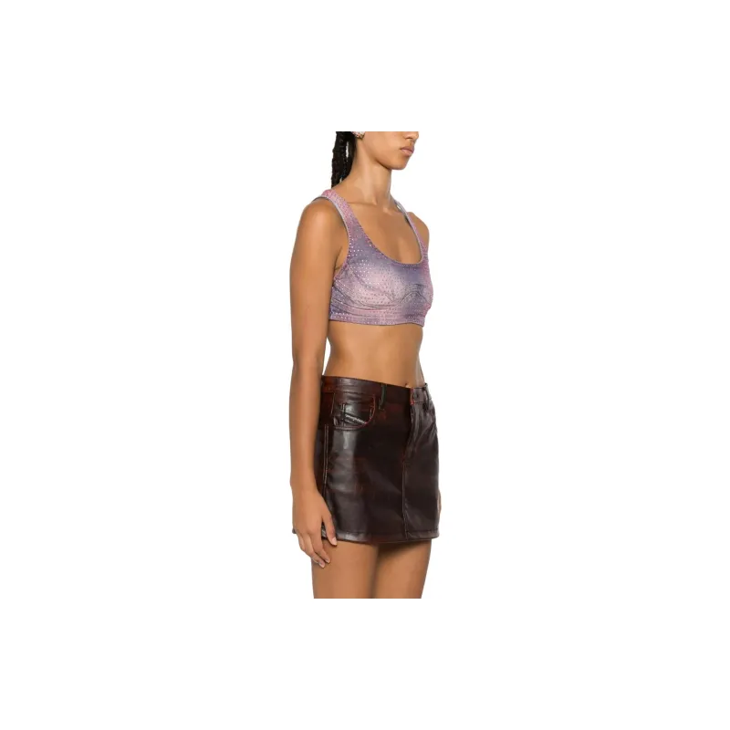 DIESEL Olympic Neckline Denim Crop Top-3