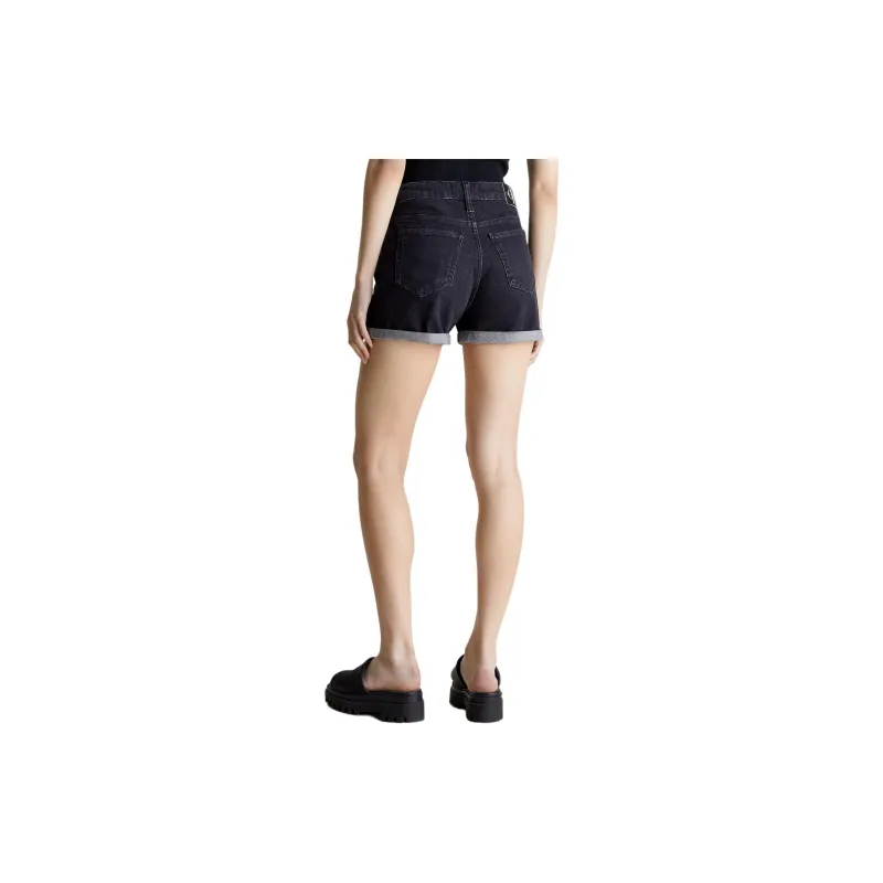 CALVIN KLEIN Denim Shorts Europe Version Women's Black-3