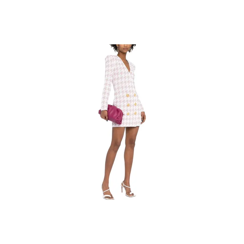BALMAIN SS22 Long Sleeved Dress Women's Pink-1
