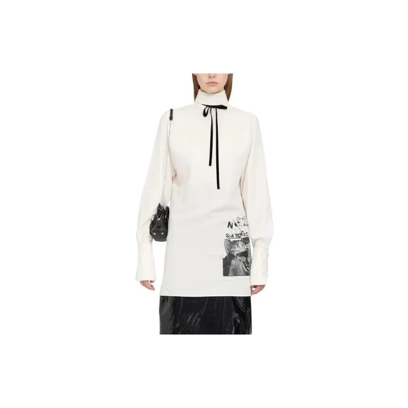 Maison Margiela Invitation Graphic Printed Bow Detailed Shirt-1