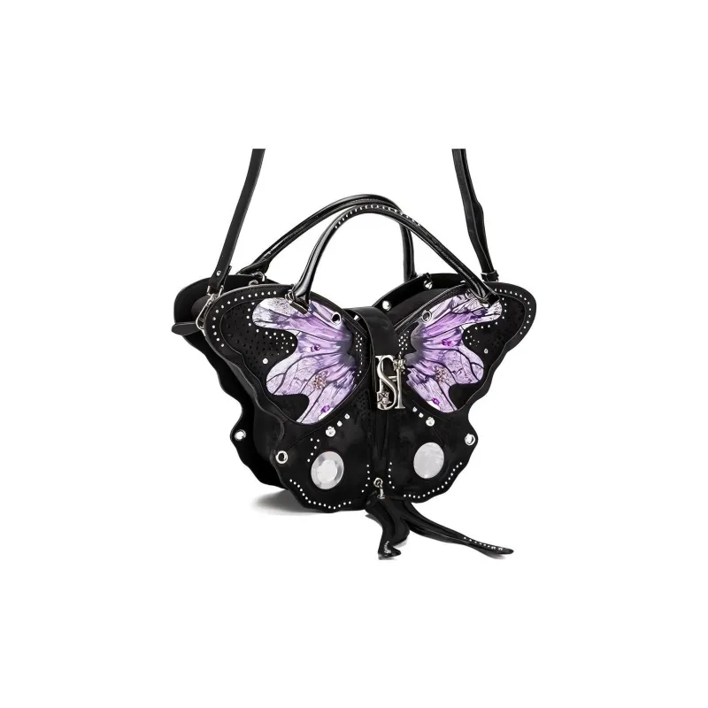 Anthracene Microfiber Synthetic Leather Shoulder Bag, Crossbody Bag, Handbag Women's Black & Purple-7