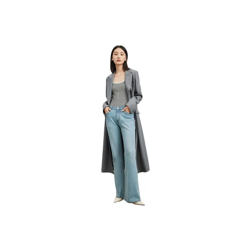 TKY SHOP Trench Coat Women's Gray-1