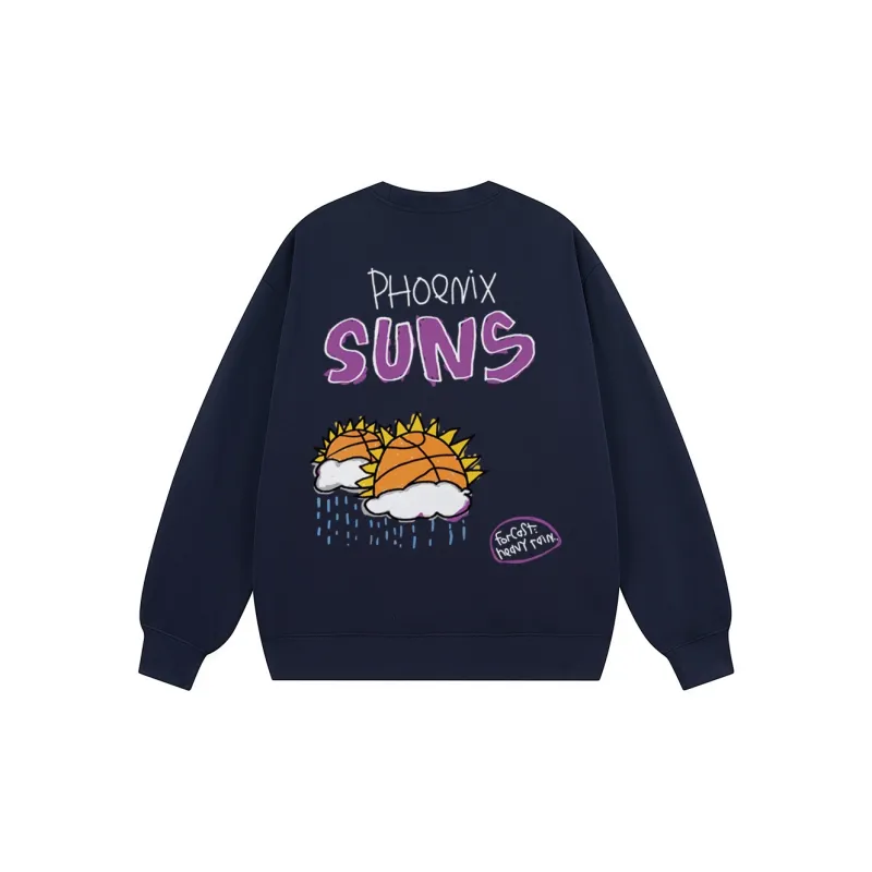 AFTER SCHOOL SPECIAL Long Sleeved Straight Fit Crew Neck Sweatshirt Unisex Navy Blue-1
