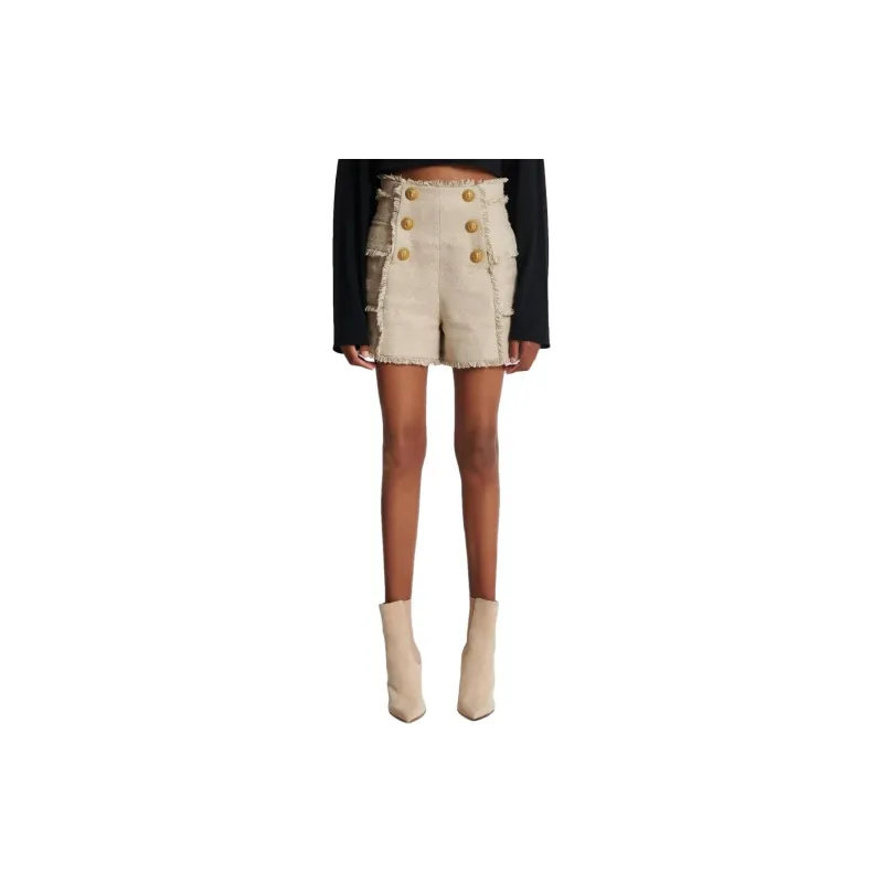 BALMAIN High-waisted Tweed Shorts-3