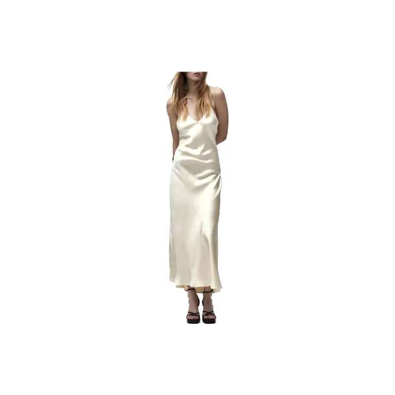 ZARA Slip Dresses Women's Champagne-2
