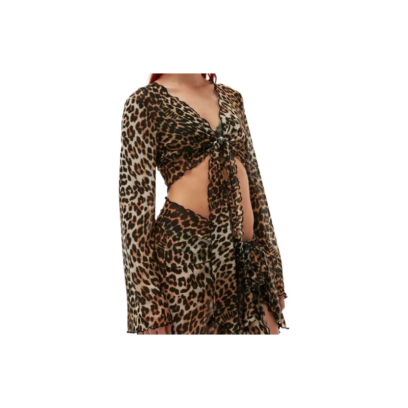 GANNI Leopard Printed Cropped Top-3