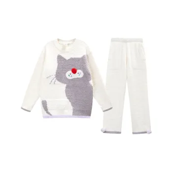 YSO Cool Cat Series Pajama Set Women's Ecru
