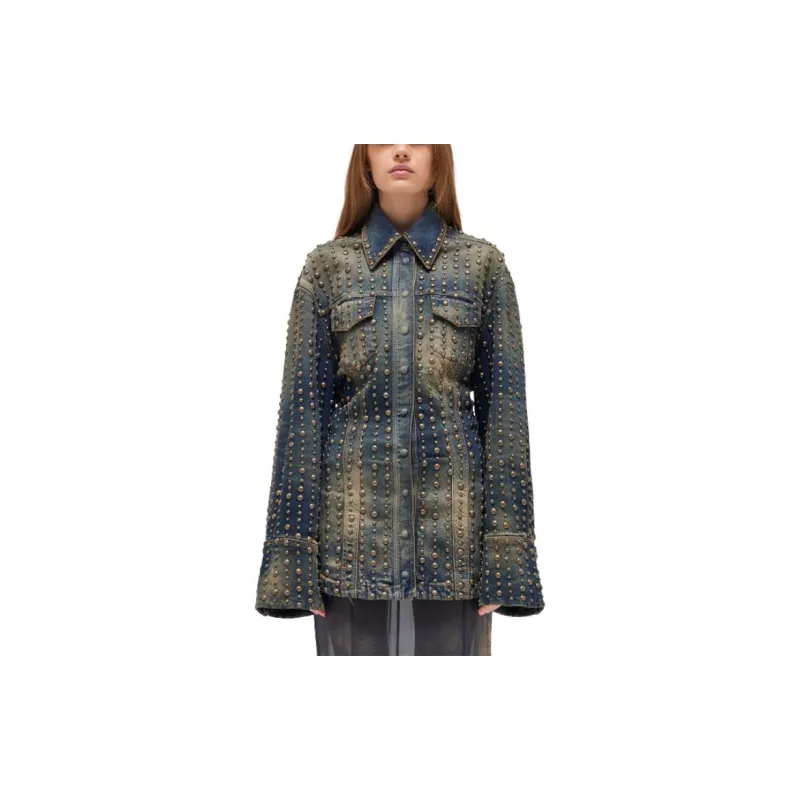 Blumarine Studded Distressed Denim Jacket-1
