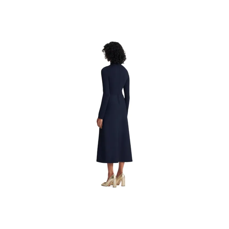 SCANLAN THEODORE Crepe Knit Daisy Dress Long-Sleeved Dresses Women's Navy/Marine Blue-2