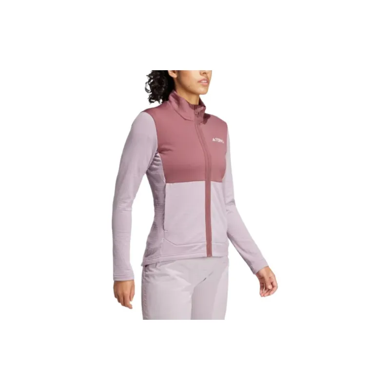 Adidas Terre MULTI LIGHT FLEECE FULL ZIP JACKET Retro Sports Stand Collar Jackets Women's Burgundy Red-4