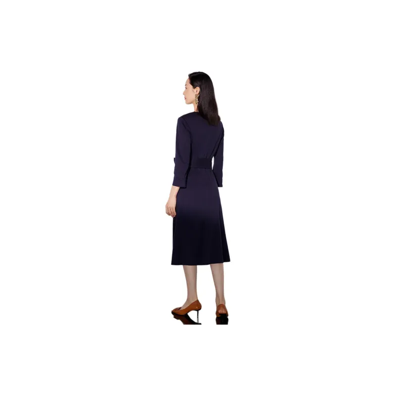 BBLLUUEE Long Sleeved Dress Women's Ink Blue-3