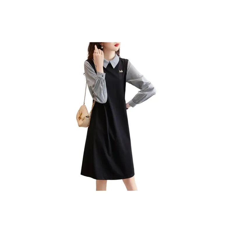 XWI Skirt Long Sleeved Dress Women's Black-3