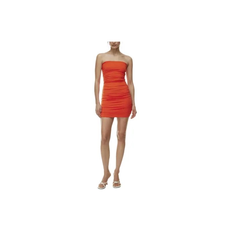 ARITZIA Contour Contour Ruched Mini Tube Dress Sleeveless Dress Women's Hot Cheeky Red/Hot Blush Red Lips-2
