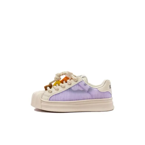 KAPPA KIDS Anti-Slip And Wear-Resistant Breathable Low-Top Kids' Skateboarding Shoes Beige Purple Kids'