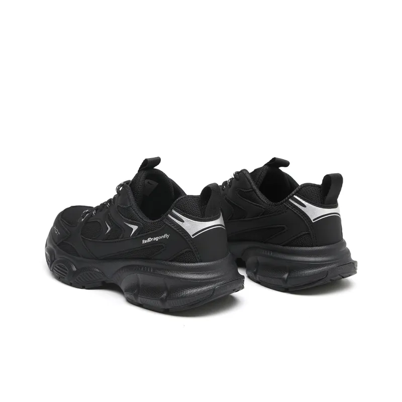 RED DRAGONFLY Chunky Sneakers Women's Low Top Black/White/Silver-5