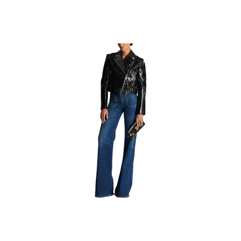 BALMAIN Polished finish Biker Jacket-1