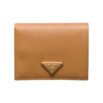 PRADA Saffiano Leather Wallet Small Size Women's Brown
