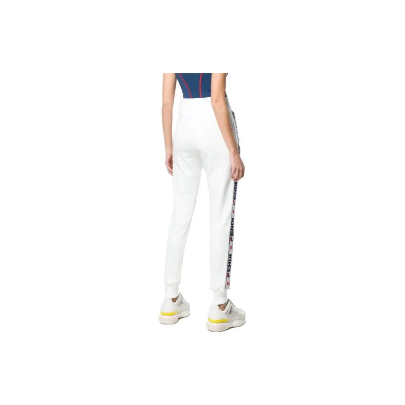 FENDI X Fila Embroidered Jersey Track Pants 'White'-2