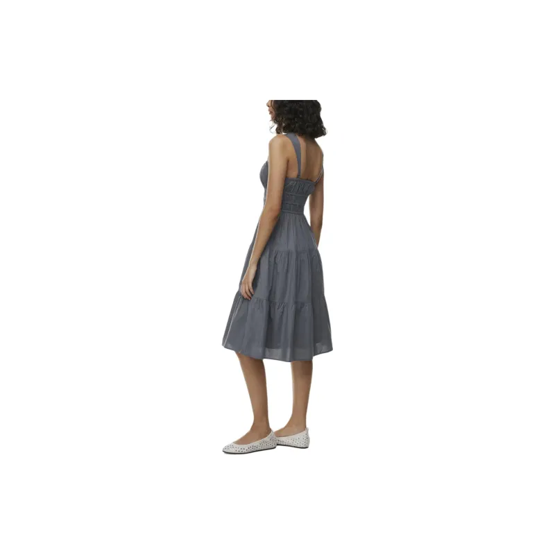 ARITZIA Sunday Best Martine Poplin Midi Dress Slip Dresses Women's VINTAGE NAVY/Classic Marine Blue-4