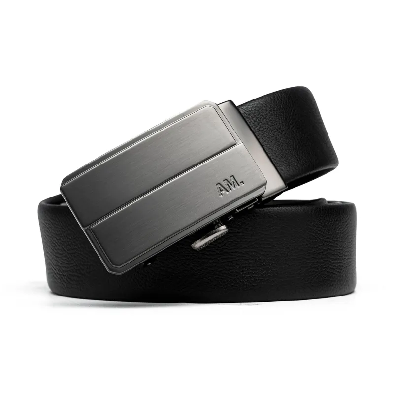 Anthony Miles Cow Leather Leather Belts Men's Black 3.4cm-1