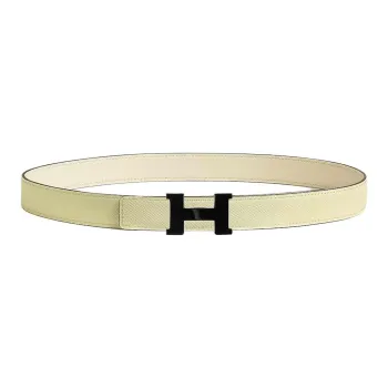 HERMES Calfskin Leather Belts Unisex Yellow Milton Width  2.4cm