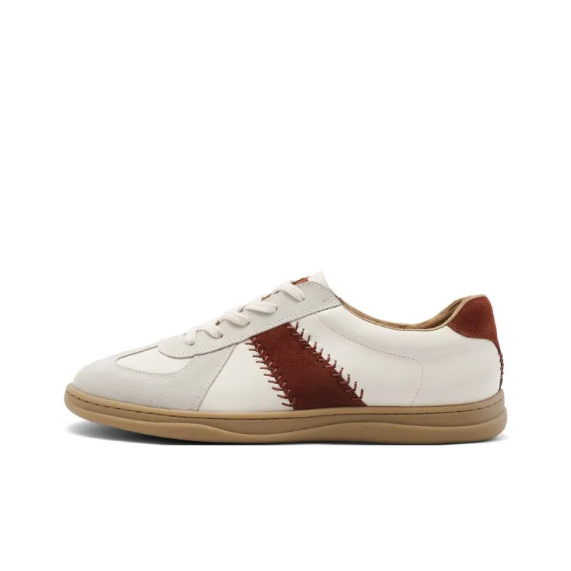 Senda Skateboard Shoes Men Low Top Beige Red-0