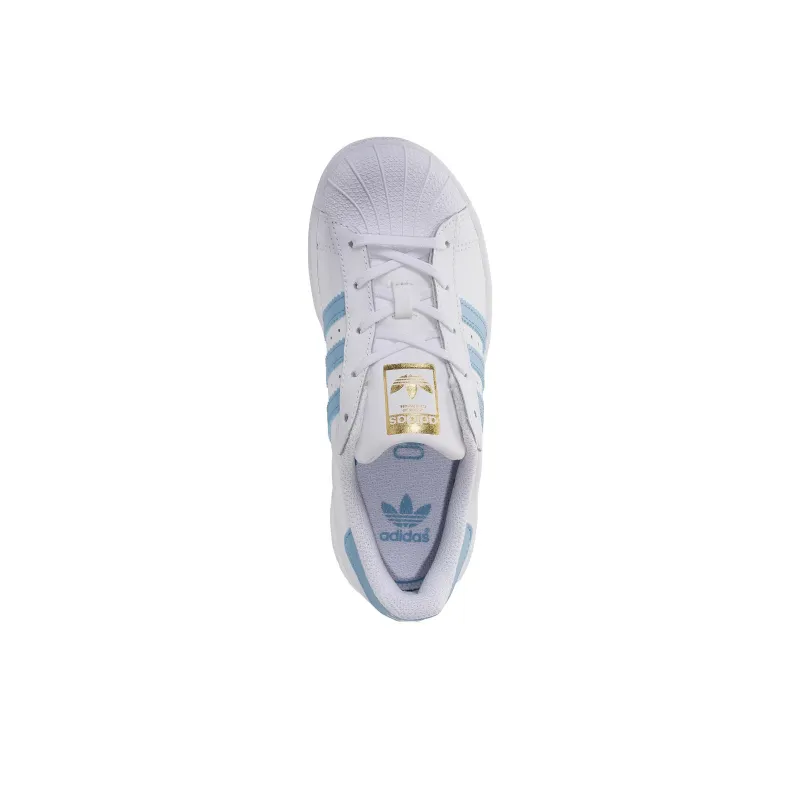 Adidas Superstar Slip-Resistant Cushioning Wear-Resistant Low-Top Kids' Skateboarding Shoes White Blue Kids'-3