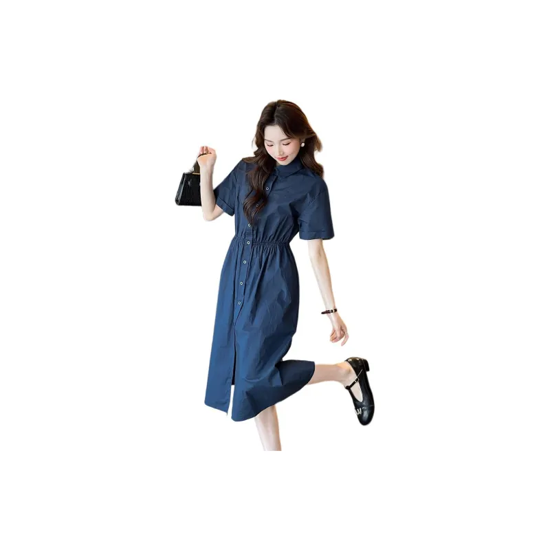Tonlion Short Sleeved Dresses Women's Navy Blue-4