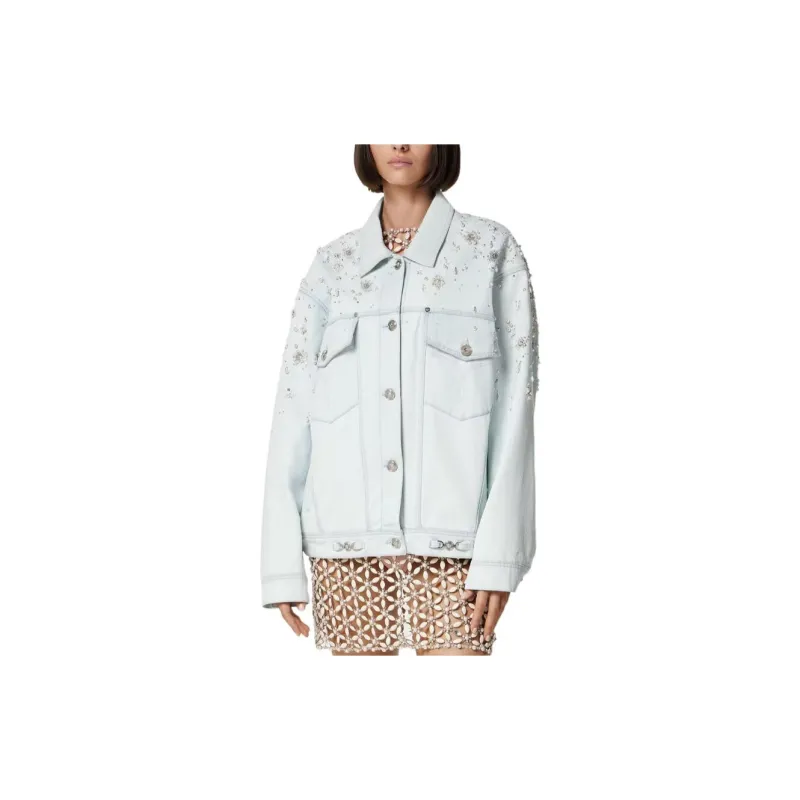 VERSACE Embroidered Denim Jacket 'Light Blue Ice'-1