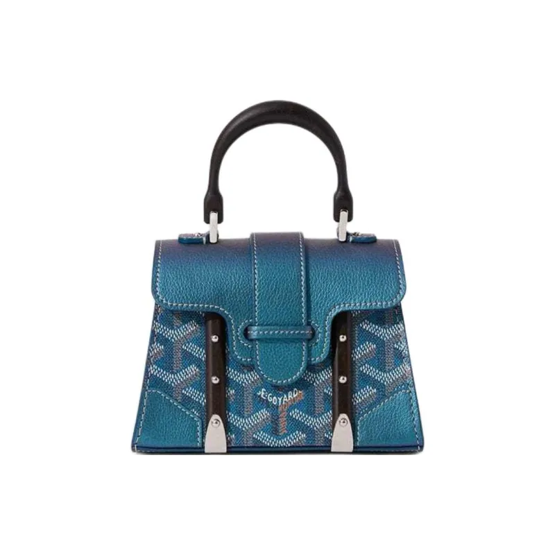 GOYARD Saigon Canvas With Calfskin Shoulder Bag Crossbody Bag Handbag Mini Women's Pearl Blue-0