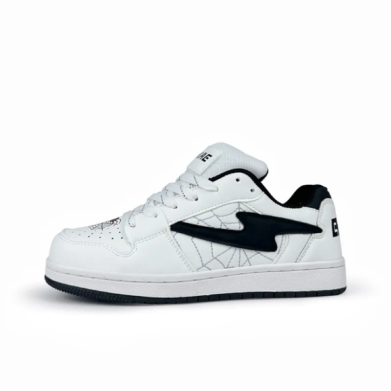 BKAE Slip Resistant Water Resistant Low Top Skateboard Shoes Unisex White Black-1