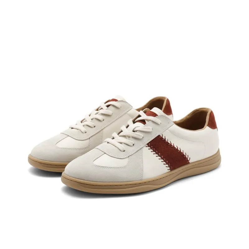 Senda Skateboard Shoes Men Low Top Beige Red-3