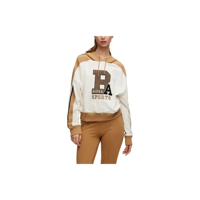 HUGO BOSS Alica Schmidt Relaxed-Fit Hoodie With Logo Detail Sweatshirt Women's Light Brown-2
