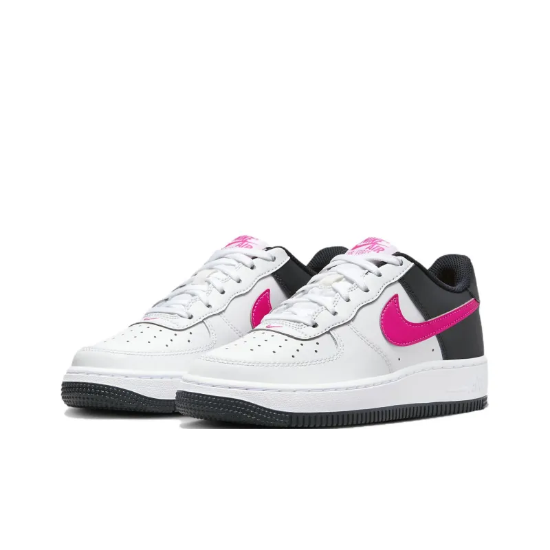 Nike Air Force 1 Abrasion Resistant Breathable Low Top Kids' Skateboarding Shoes White Black Teenagers-2