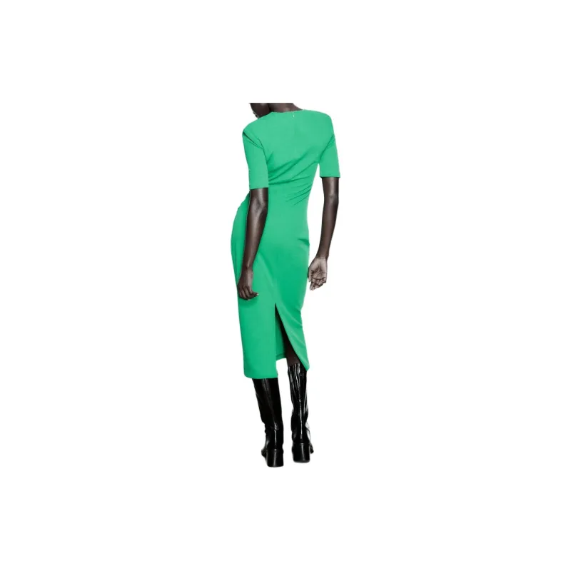 ZARA Short-Sleeved Dresses Women's Green-3