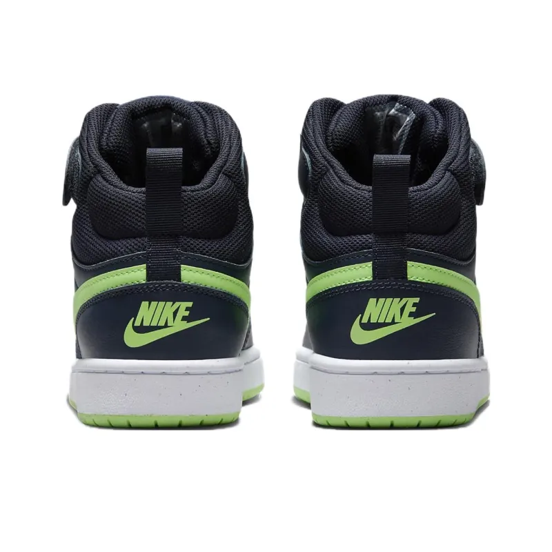 Nike Court Borough Mid 2 GS 'Dark Obsidian Lime Blast'-4