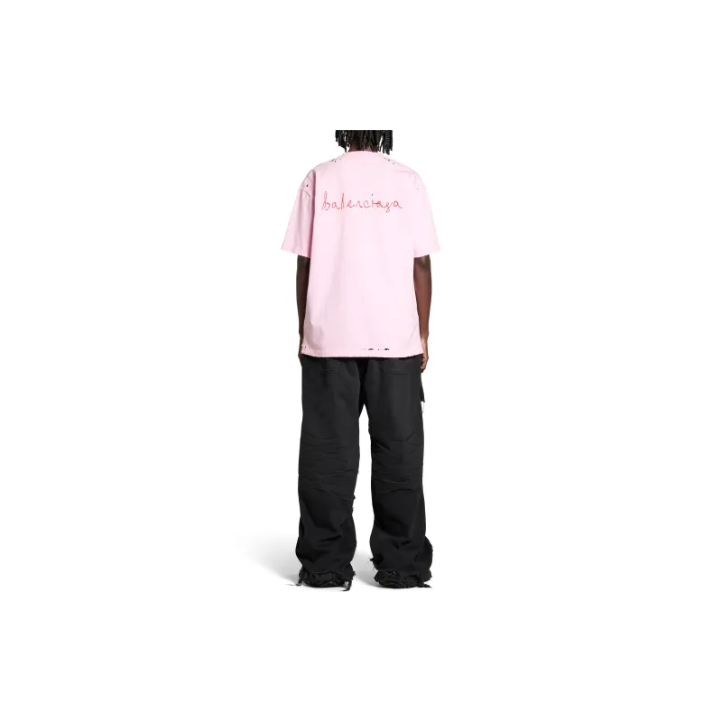 Balenciaga T Shirt Women's Pink Loose Fit-4
