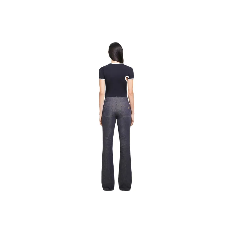 COURREGES Slash Asymmetric Neck Contrast Trim T-Shirt-2