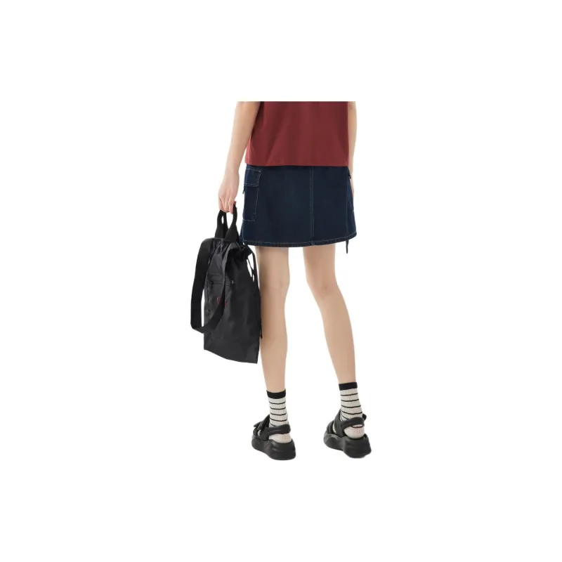 ZIHAN Denim Short Skirts Women's Dark Denim Blue-3