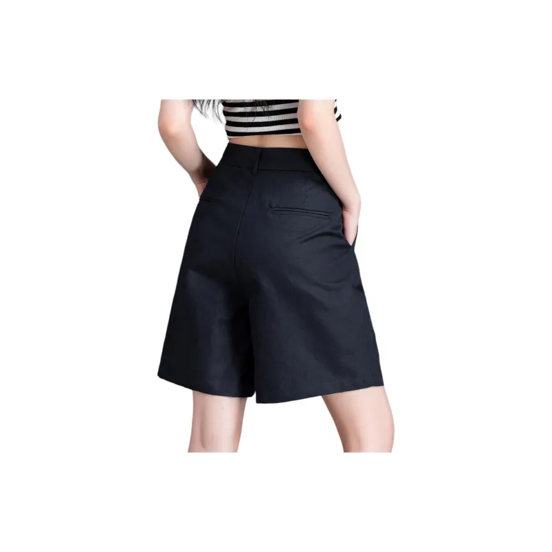You Cow Me Pants Casual Shorts Women's Black-3