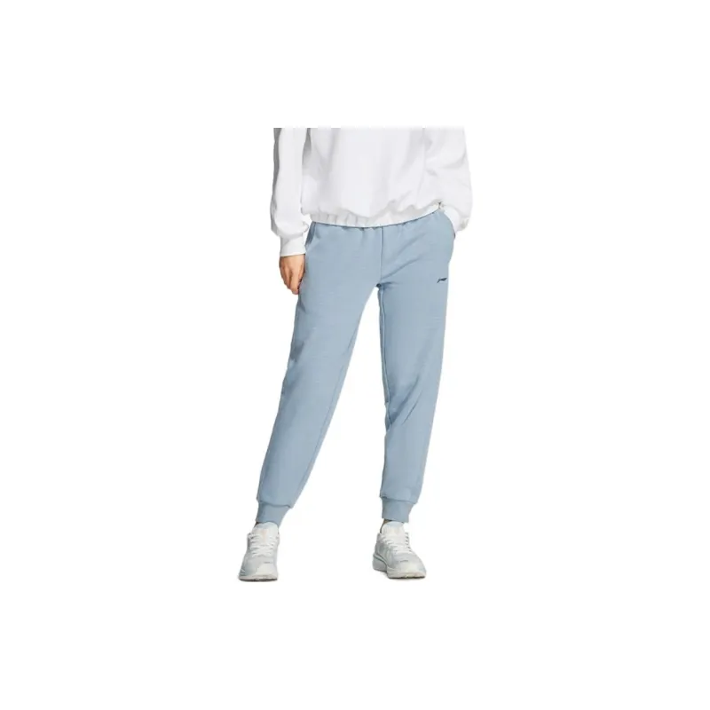 LINING Fitness Series Knitted Sweatpants Women's Soft Gray Blue-2