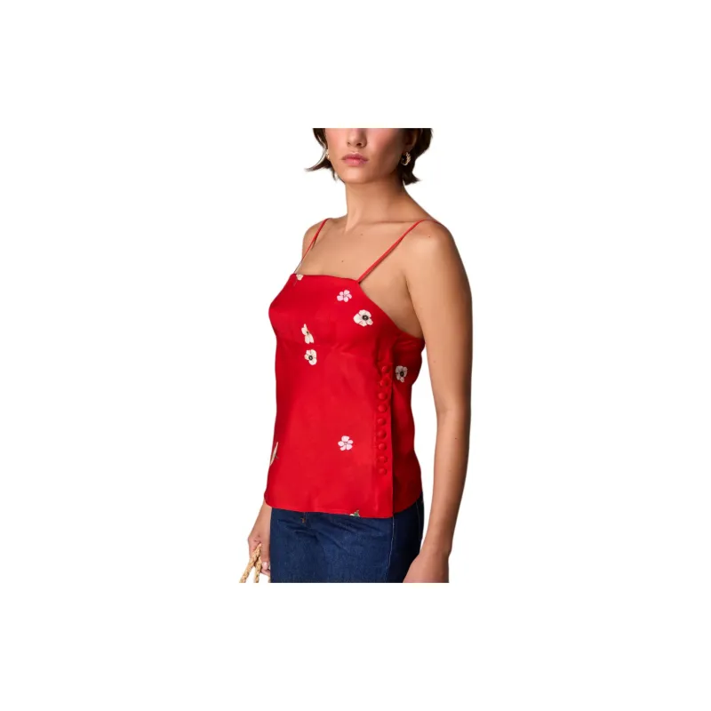 Rouje BERNADETTE TANK TOP Camisole Women's Red Peony Pink-3