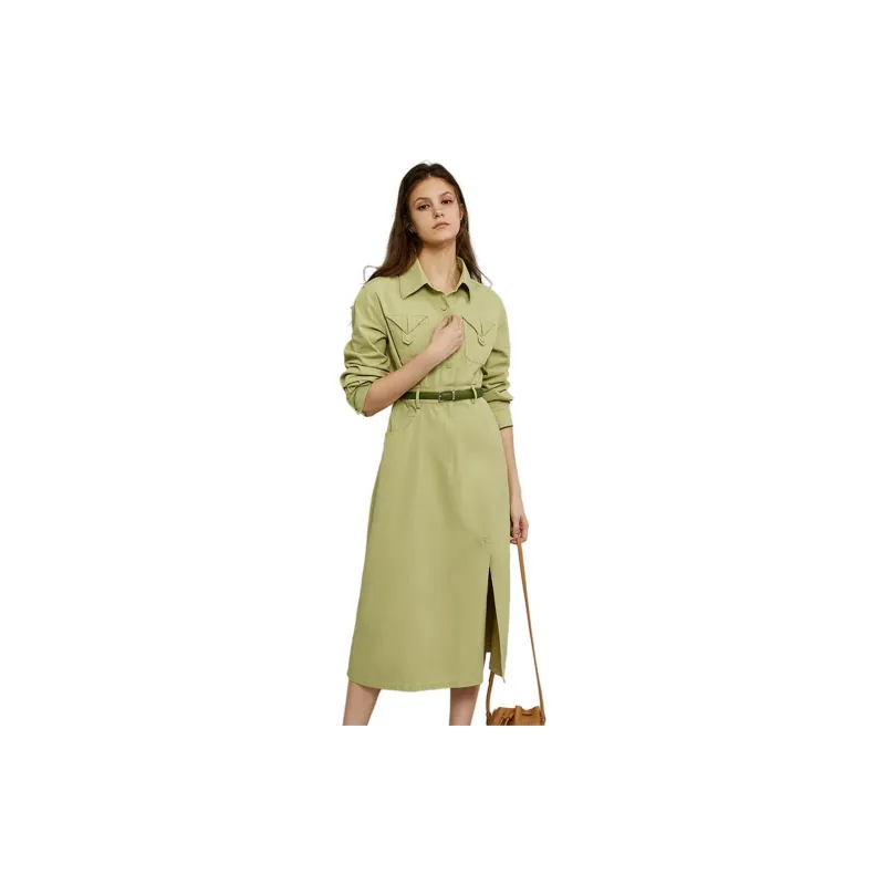 ELLE Long Sleeved Dresses Women's Green-1