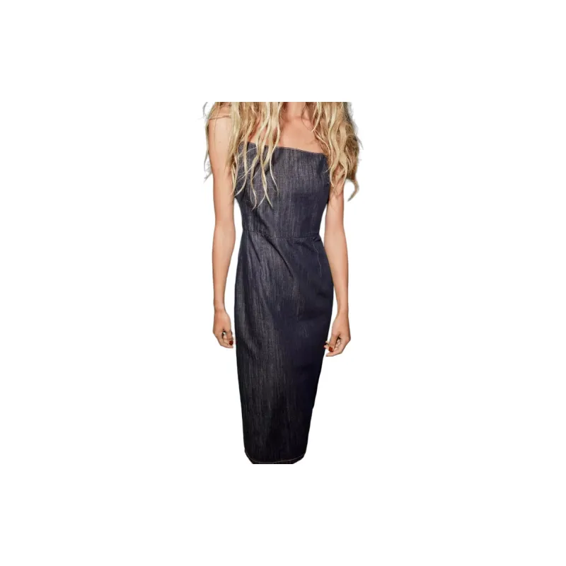 ZARA Slip Dresses Women's Deep Indigo Cyan-2