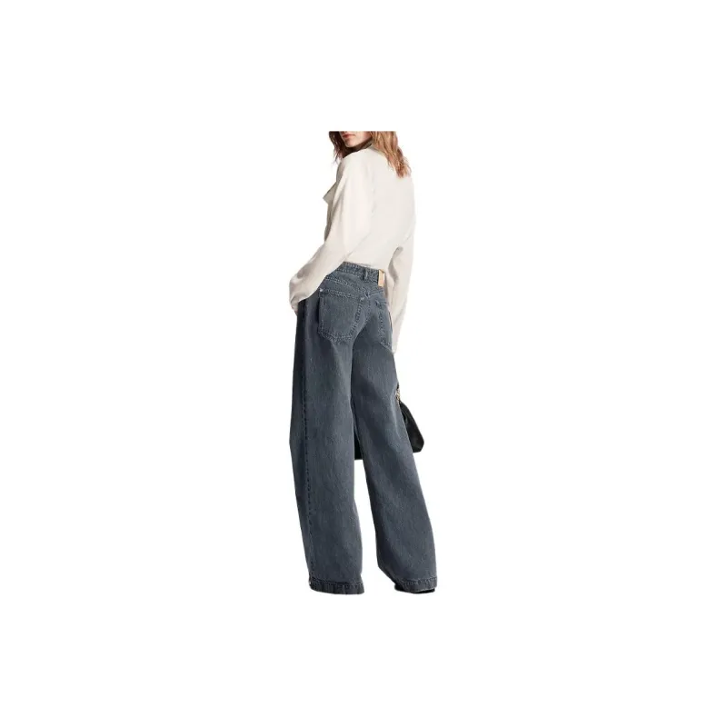 LOUIS VUITTON Washed Denim Wide Leg Jeans-2