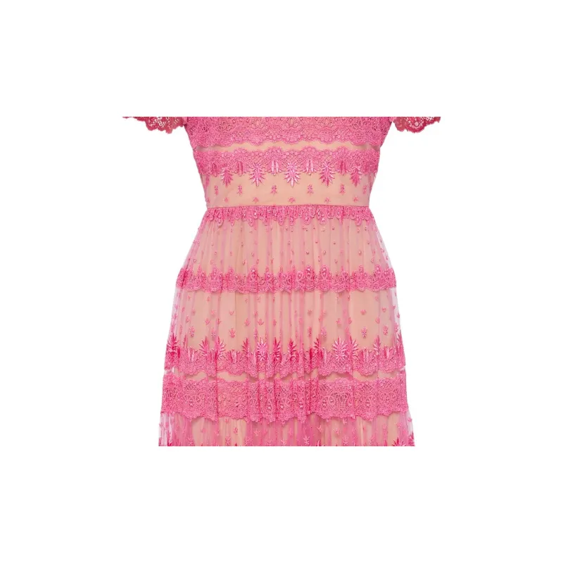 ELIE SAAB Lace Embroidered Midi Dress-4
