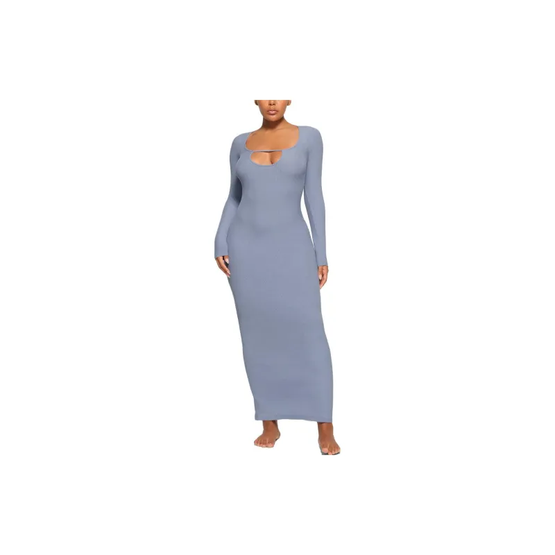 Skims Long Sleeved Dresses Women's Slate Gray-1