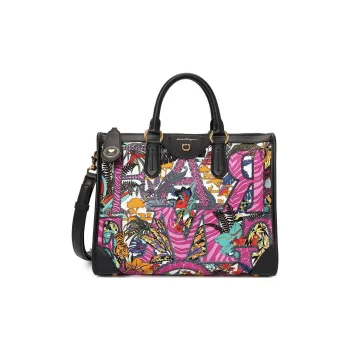 FERRAGAMO Nylon Shoulder Bag Crossbody Bag Handbag Medium Size Women's Black & Multicolor
