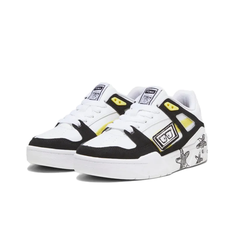 PUMA X SPONGEBOB Slip Resistant Low Top Kids' Skateboarding Shoes White Teenagers-2